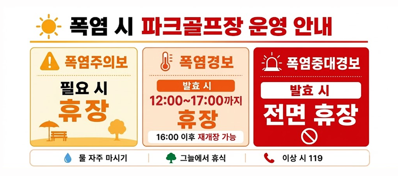 폭염시 파크골프장 운영 안내